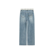 Folded Basic Washed Wide Denim Jeans