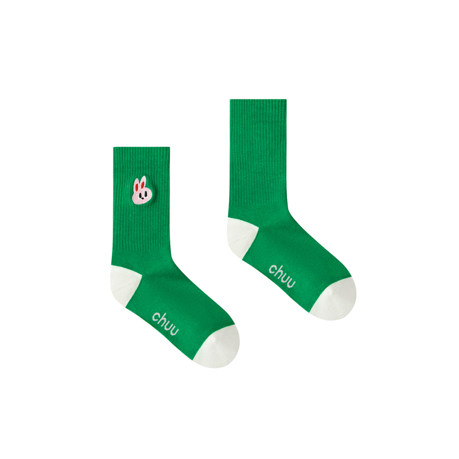 CHUU Rabbit Logo High Socks