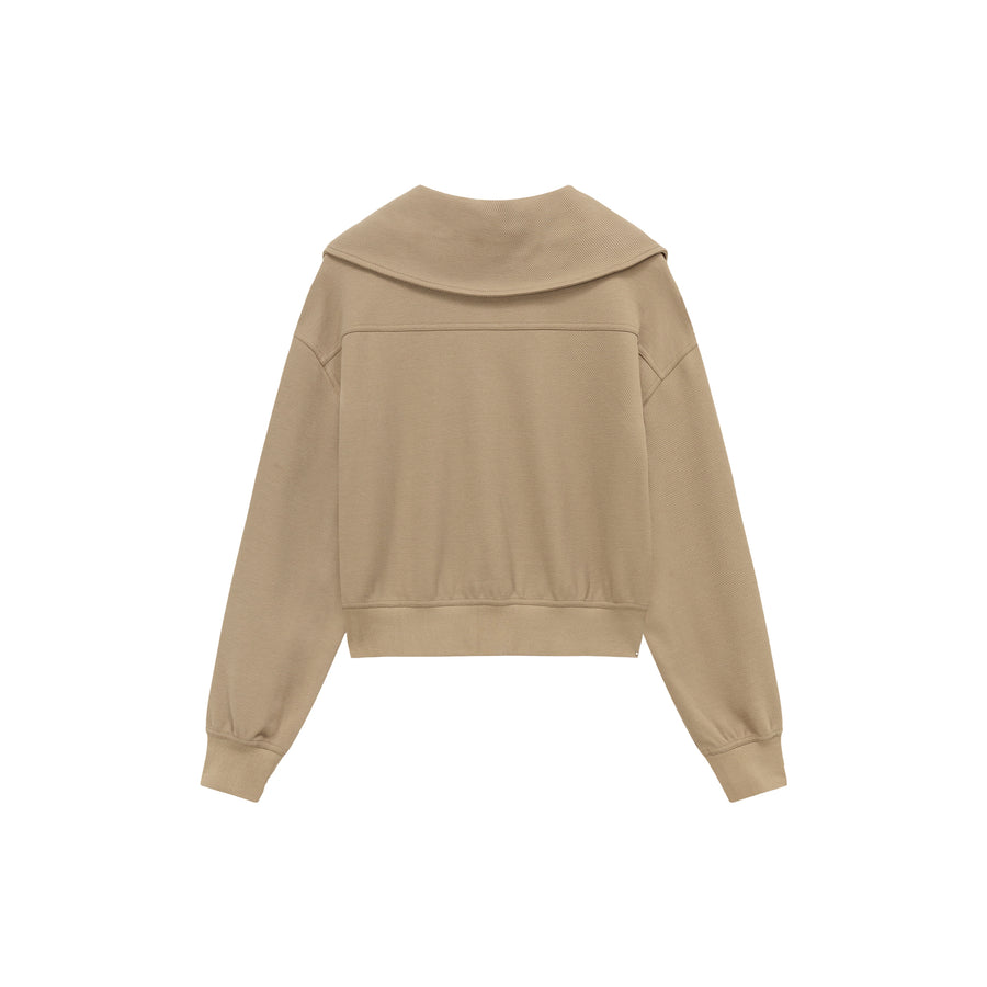 CHUU Logo Half Zip-Up High Neck Sweatshirt