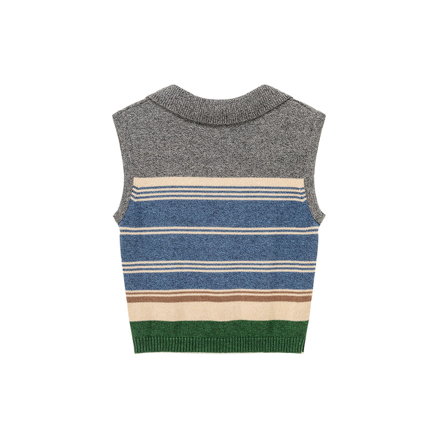 CHUU Open Color Striped Knit Vest