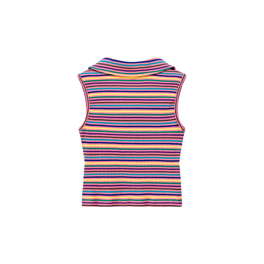 CHUU Rainbow Polo Neck Slim Crop Sleeveless Top