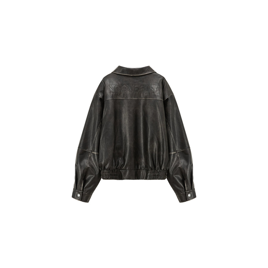 CHUU Leather Back Logo Jacket