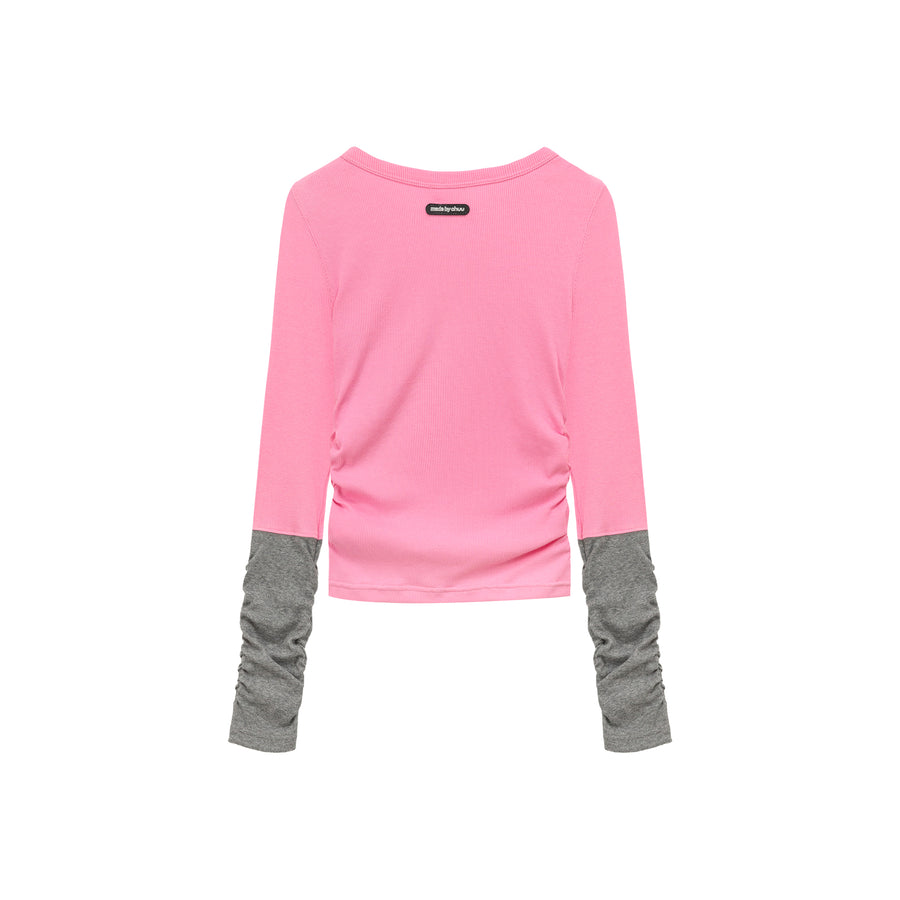 CHUU Color Matching Cropped Heart Cutout T-Shirt