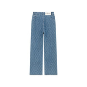 Vintage Argyle Pattern Wide Denim Jeans