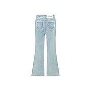 High Waist Frayed Bootcut Denim Jeans