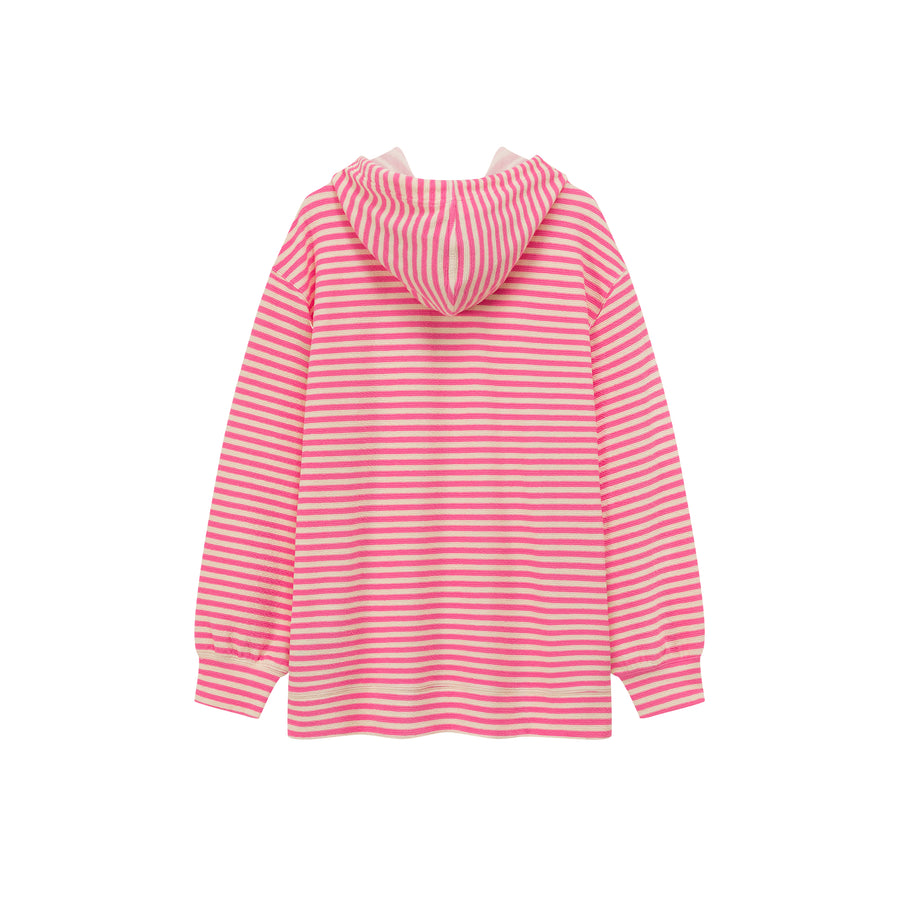 CHUU Logo Striped Loose Hoodie