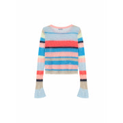 Rainbow Crop Ripped Stripe Knit Sweater