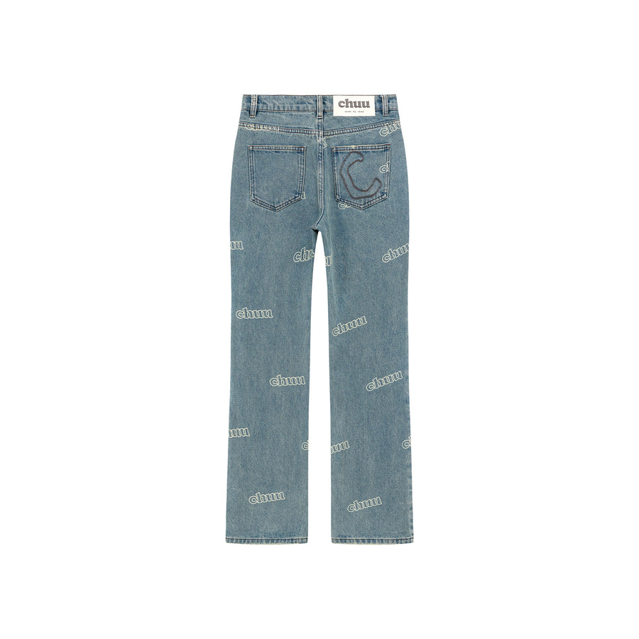 CHUU Logo Lettering Bootcut Denim Jeans