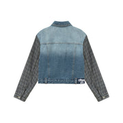 Tweed Sleeves Pocket Denim Jacket