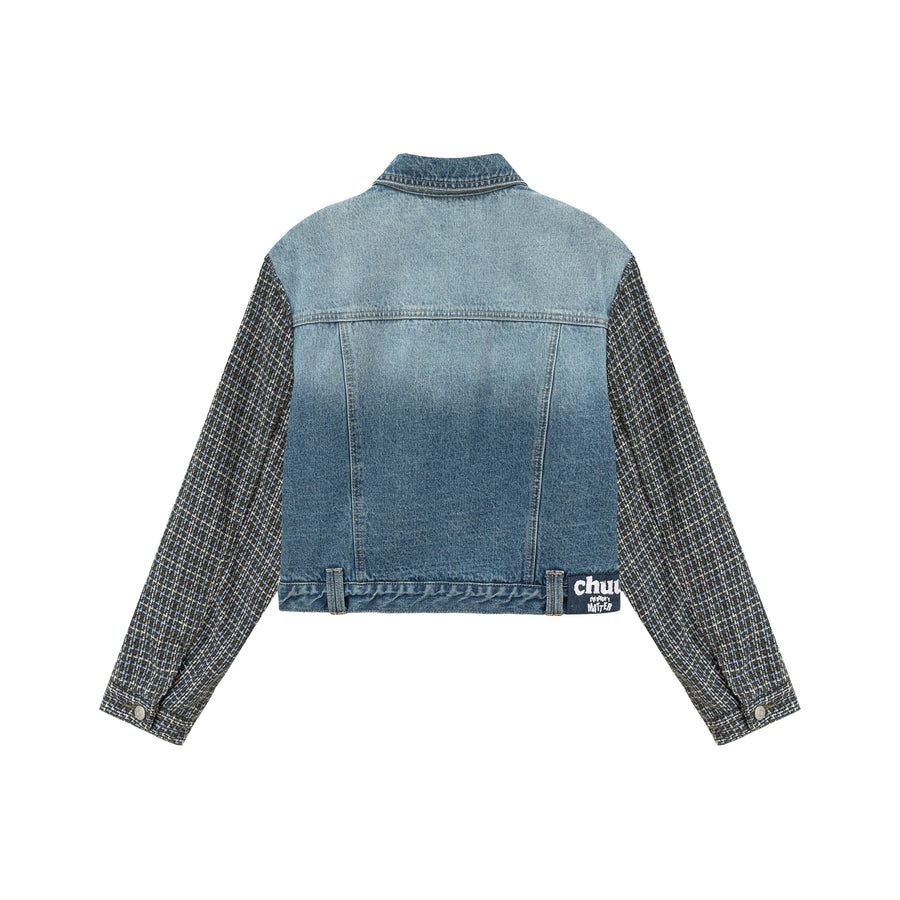 CHUU Tweed Sleeves Pocket Denim Jacket