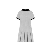 Polo Neck Pleated Short Sleeve Dress