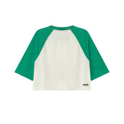 Raglan Color Crop Printed T-Shirt