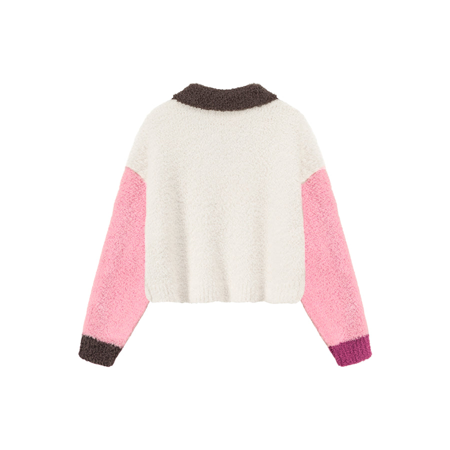 CHUU Multi Color Fluffy Half-Zip Knit Sweatshirt