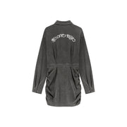 String Shirring Shirt Mini Dress
