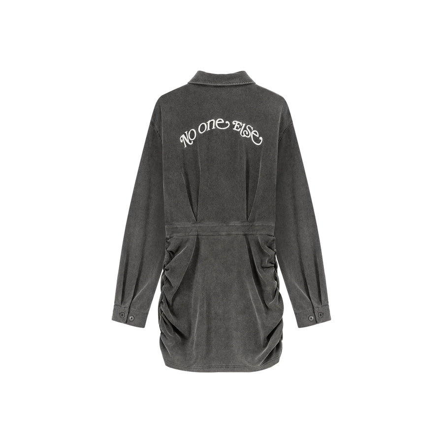 CHUU String Shirring Shirt Mini Dress