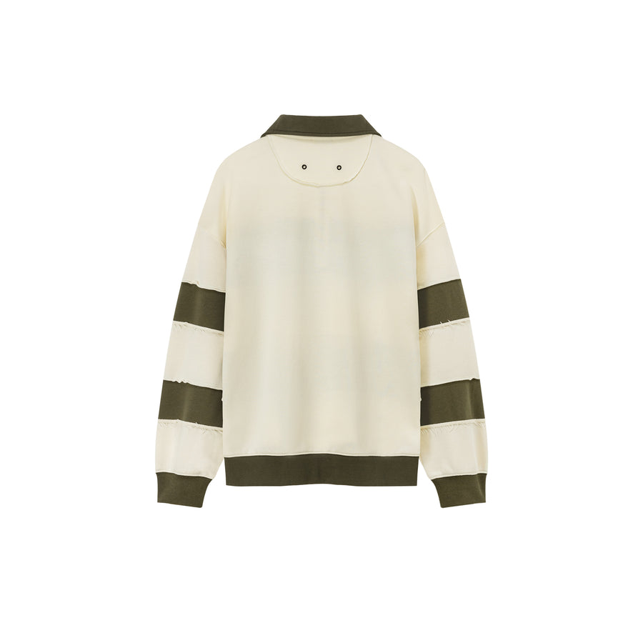 CHUU Half Zip-Up Color Striped Sweatshirt