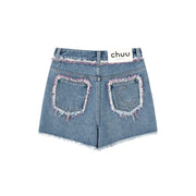 Fringed Denim Shorts