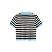 Chuu Lettering Striped Contrasting Color Knitted Sweater