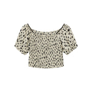 Heart Pattern Puff Sleeve Blouse