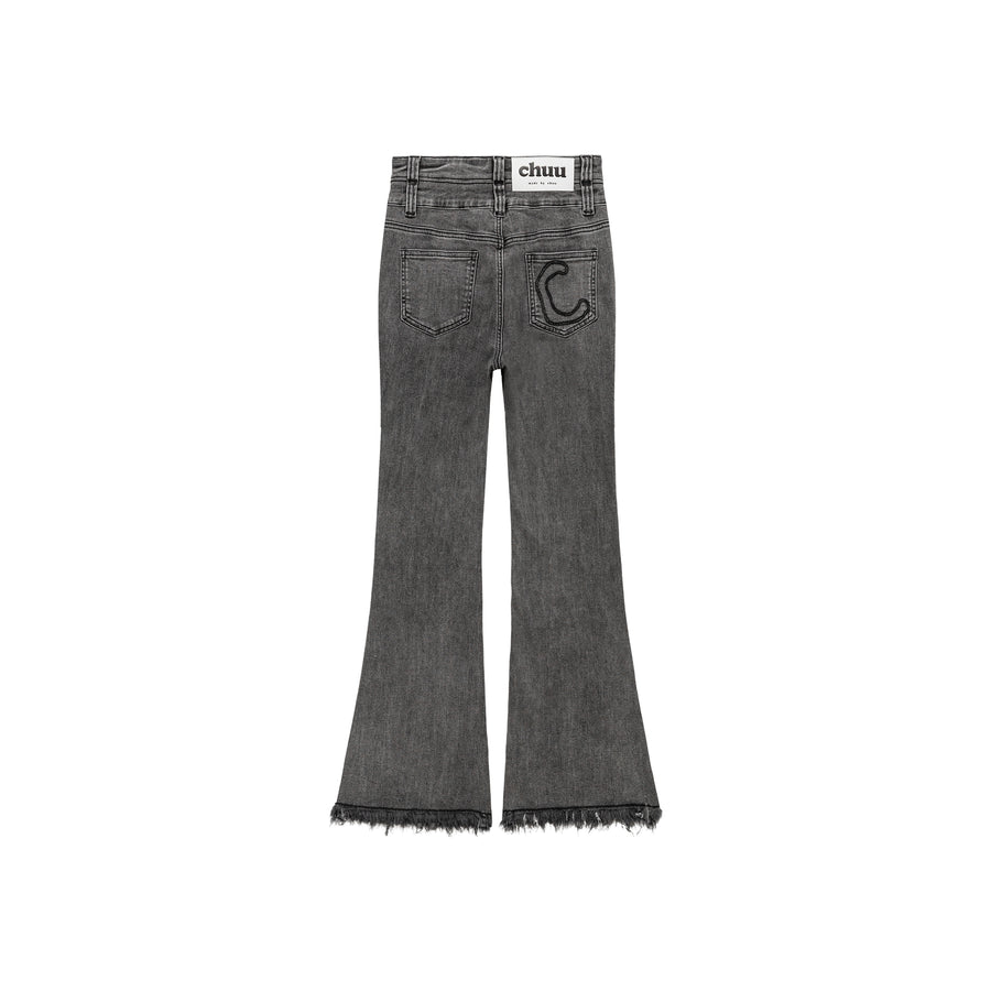 CHUU Frayed Hem Bootcut Denim Jeans