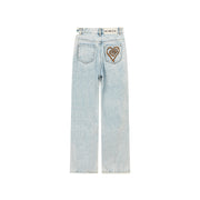 Lined Stitch Wide Denim Pants