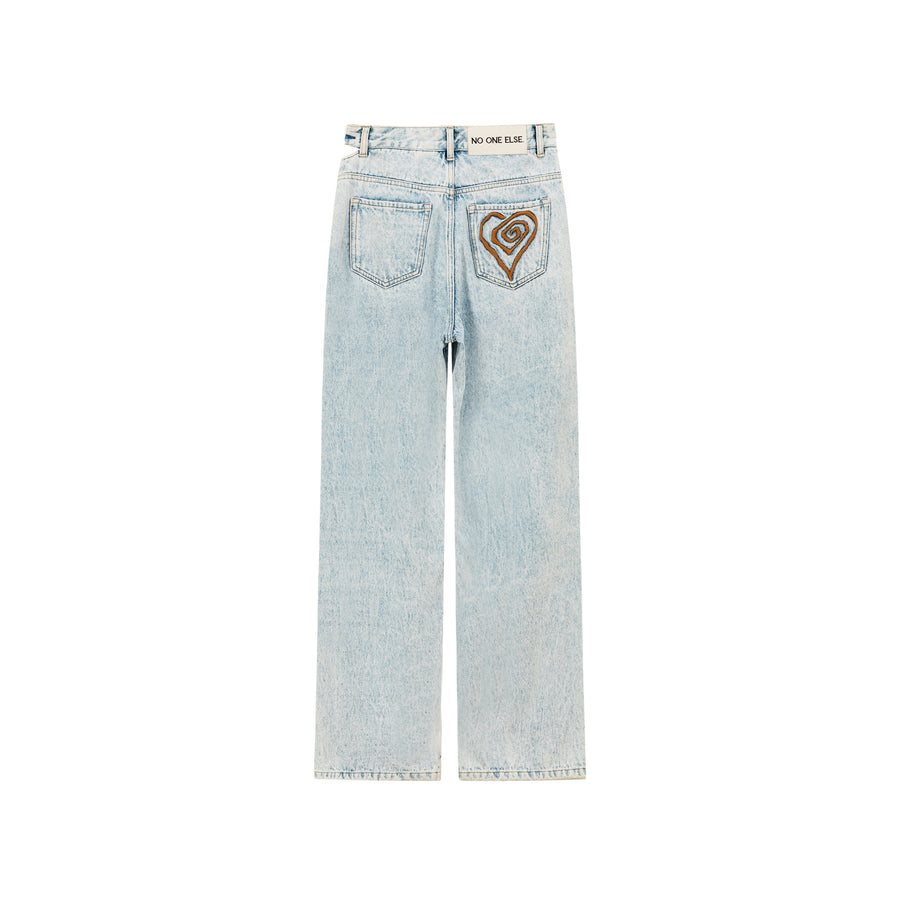 CHUU Lined Stitch Wide Denim Pants