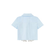 Cotton Embroidered Boxy Short Sleeve Crop Shirt