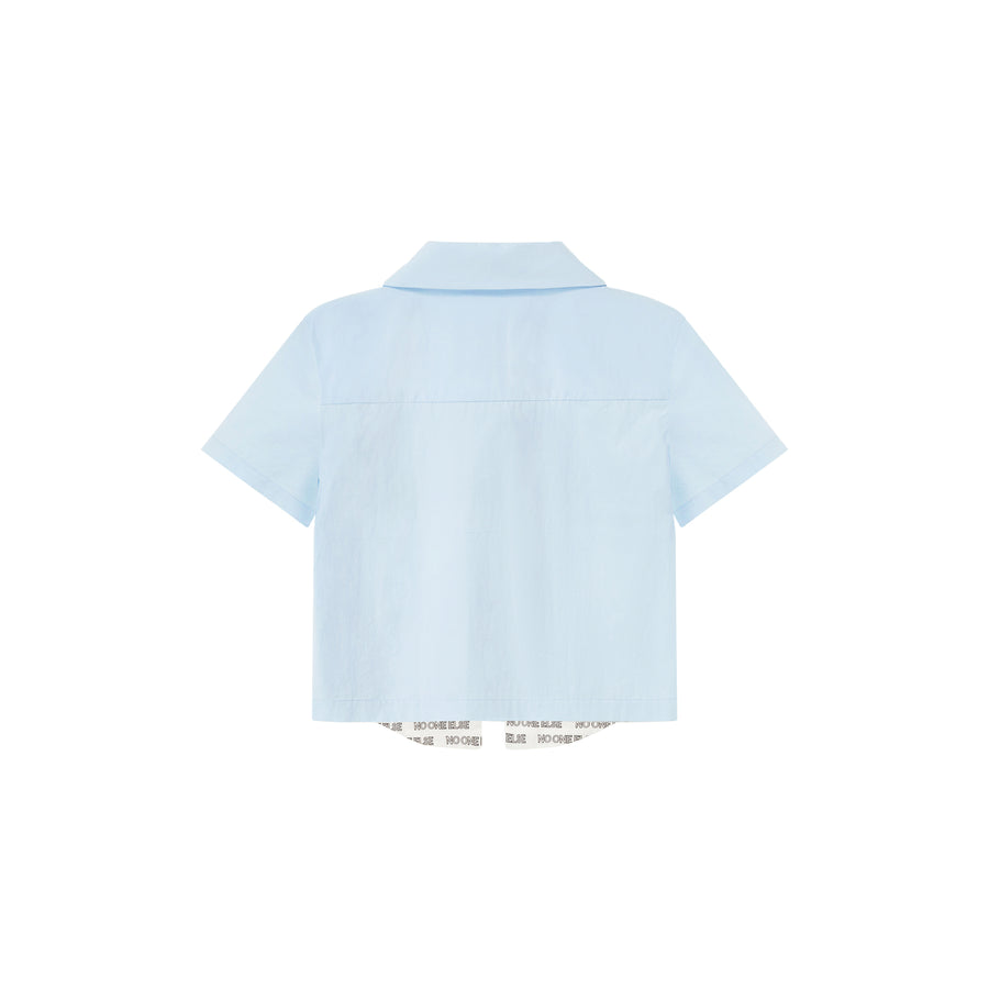 CHUU Cotton Embroidered Boxy Short Sleeve Crop Shirt