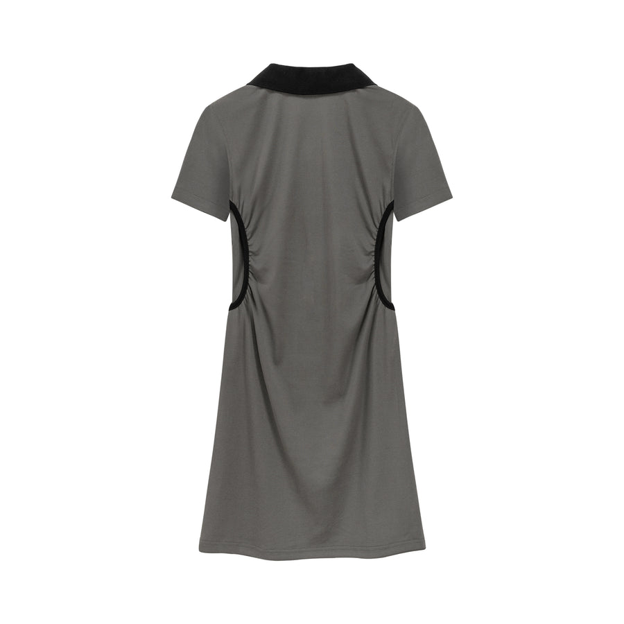 CHUU Polo Collar Short Sleeve A-Line Dress