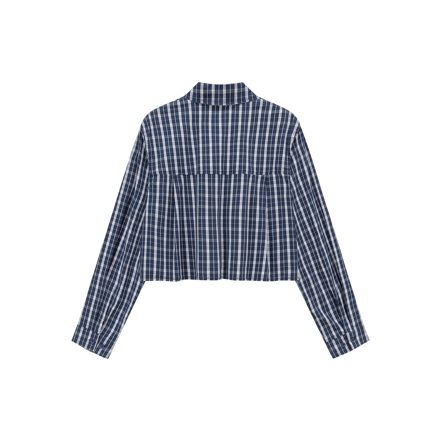 CHUU Checked Loose Fit Raw Hem Shirt