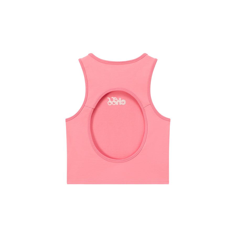 CHUU Chuu Cherry Back-Open Sleeveless Crop T-Shirt