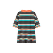 Chuu Babe Color Neck Line Stripe Loose Fit T-Shirt