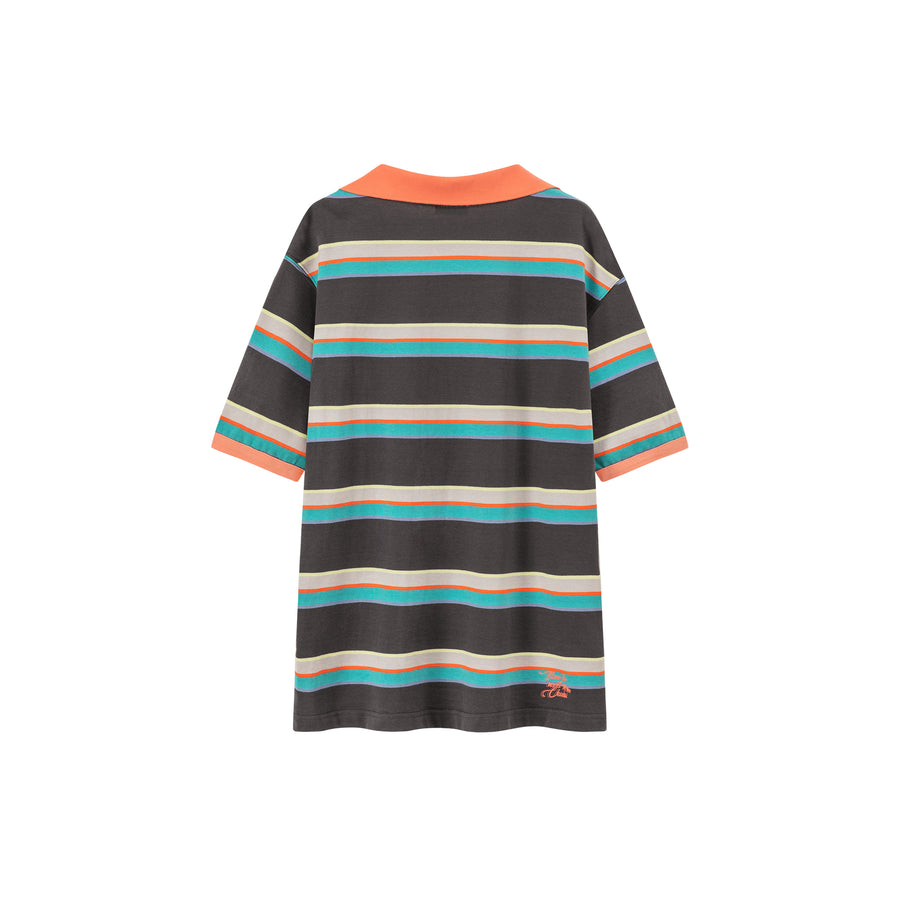 CHUU Chuu Babe Color Neck Line Stripe Loose Fit T-Shirt