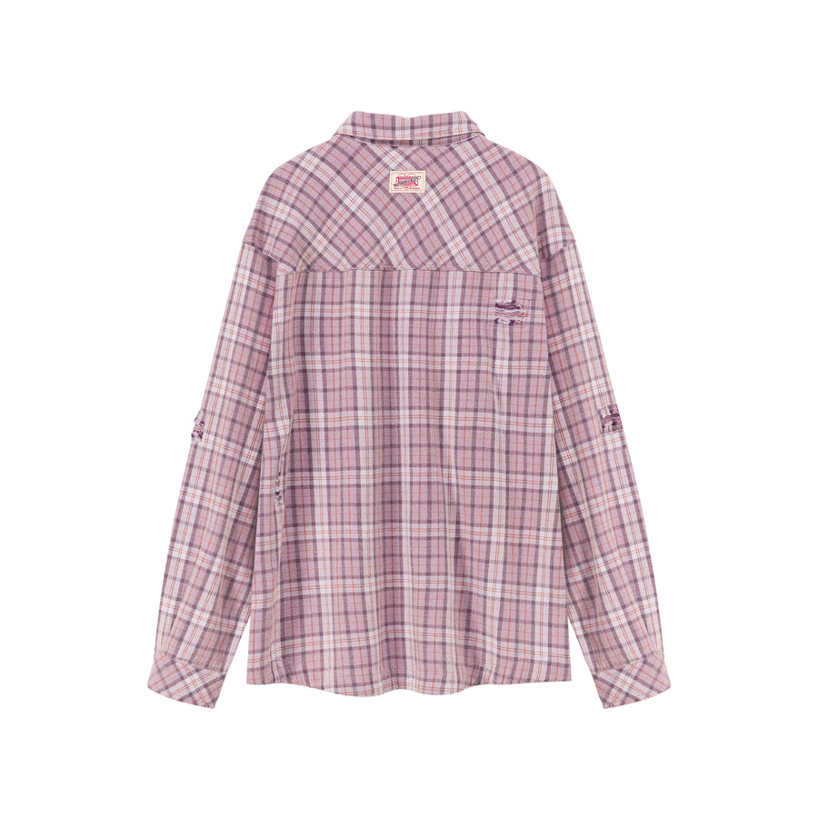 CHUU Checked Long Sleeve Boxy Shirt