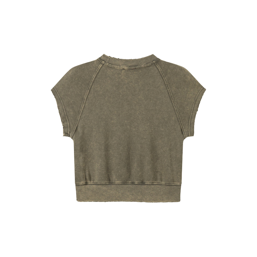 CHUU Vintage Washed Raglan Short Sleeve Top