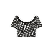 Chuu Lettering Star U-Neck Crop T-Shirt