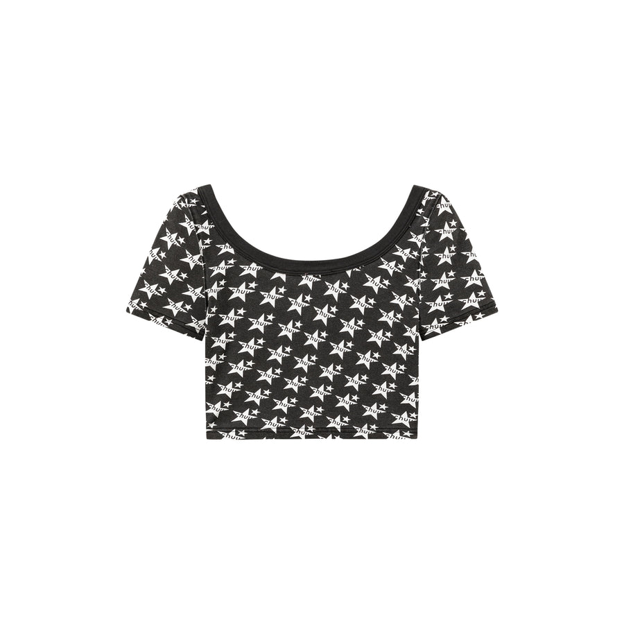 CHUU Chuu Lettering Star U-Neck Crop T-Shirt