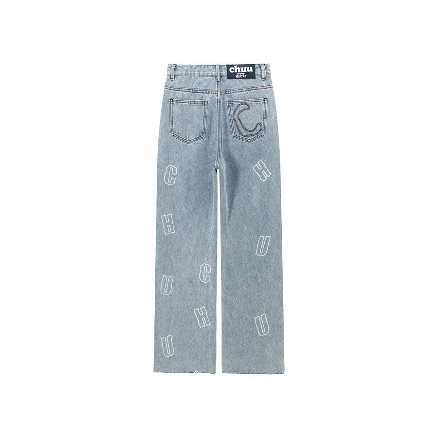 CHUU Lettering Logo Denim Jeans