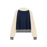 Color Combination Knit Zip-Up