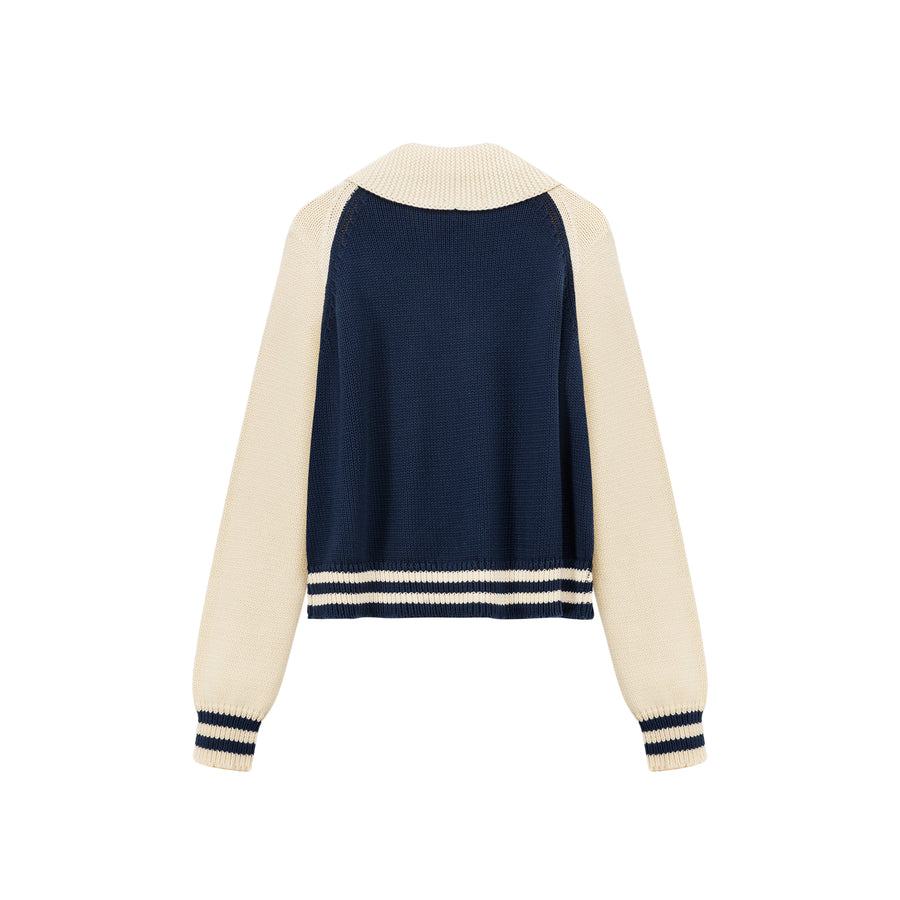 CHUU Color Combination Knit Zip-Up