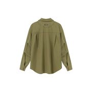 Solid Color Pocket Oversized Long Sleeve Shirt