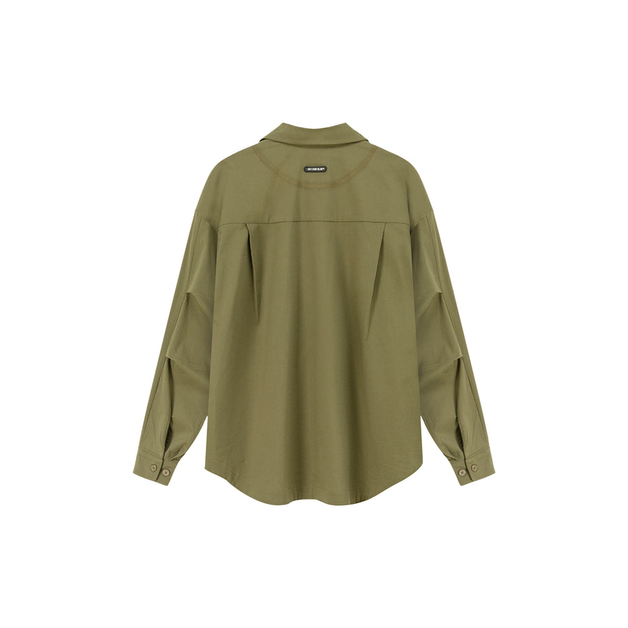 CHUU Solid Color Pocket Oversized Long Sleeve Shirt