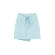 Waist String Slim Unbalanced Mini Skirt