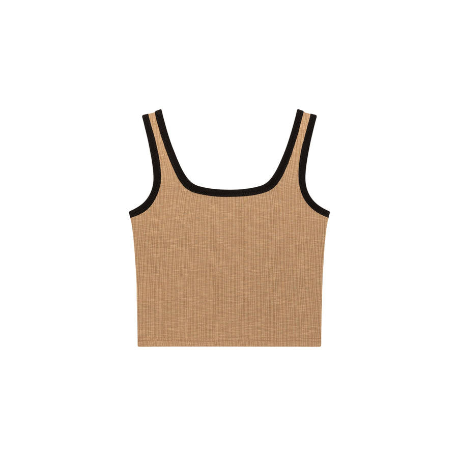 CHUU Color Lined Ribbed Sleeveless Semi Crop Top