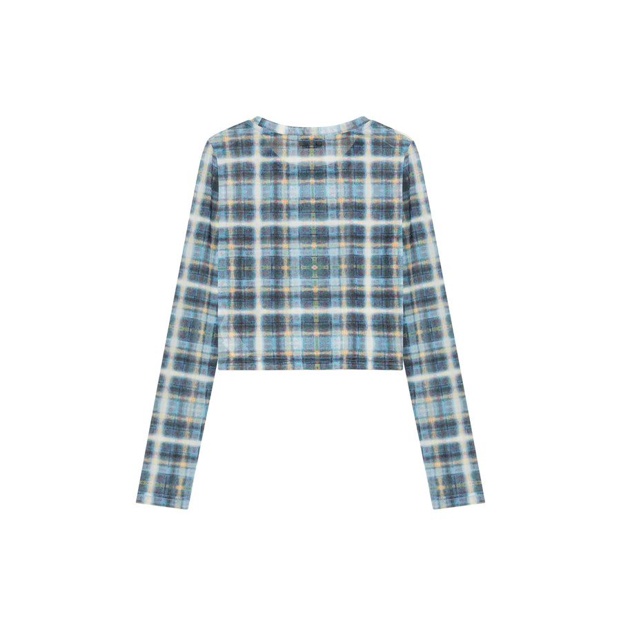 CHUU Color Check Slim Long Sleeve T-Shirt