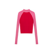 Half Zip-Up Color Knit Sweater