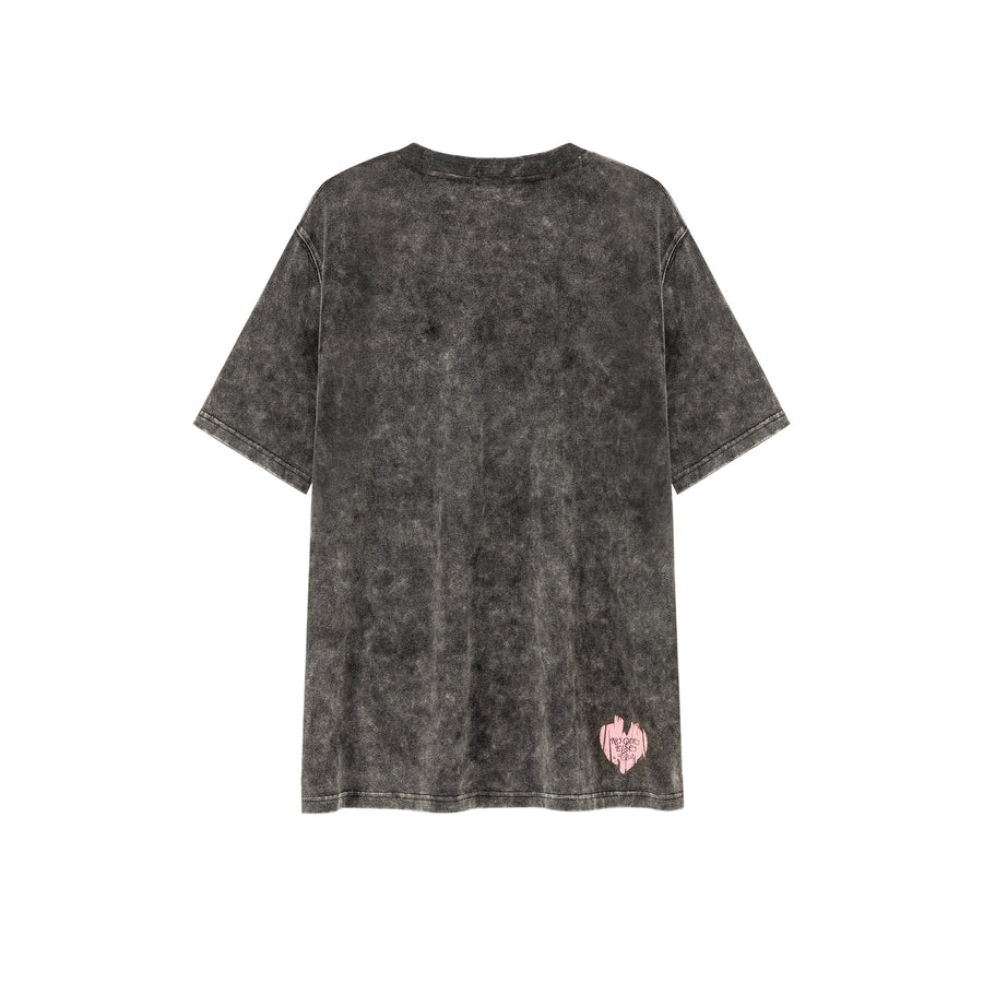 CHUU Vintage Heart Print Loose Fit T-Shirt