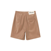 Pintuck Leather Shorts