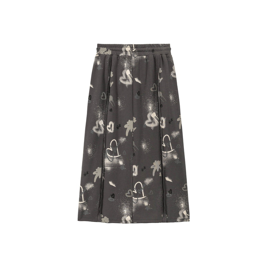 CHUU Graffiti Heart Long Skirt