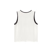 Distressed Color Matching Line Sleeveless Top